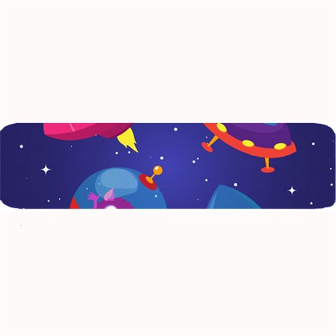 Cartoon Funny Aliens With Ufo Duck Starry Sky Set Large Bar Mat from ArtsNow.com 32 x8.5  Bar Mat