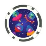 Cartoon Funny Aliens With Ufo Duck Starry Sky Set Poker Chip Card Guard
