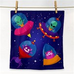 Cartoon Funny Aliens With Ufo Duck Starry Sky Set Face Towel