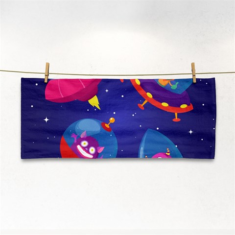 Cartoon Funny Aliens With Ufo Duck Starry Sky Set Hand Towel from ArtsNow.com Front