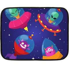 Cartoon Funny Aliens With Ufo Duck Starry Sky Set Two Sides Fleece Blanket (Mini) from ArtsNow.com 35 x27  Blanket Back