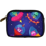 Cartoon Funny Aliens With Ufo Duck Starry Sky Set Digital Camera Leather Case
