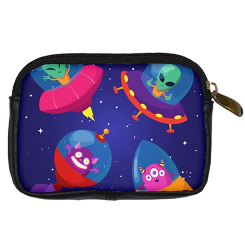 Cartoon Funny Aliens With Ufo Duck Starry Sky Set Digital Camera Leather Case from ArtsNow.com Back