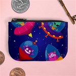 Cartoon Funny Aliens With Ufo Duck Starry Sky Set Mini Coin Purse