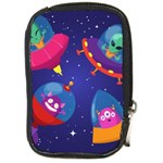 Cartoon Funny Aliens With Ufo Duck Starry Sky Set Compact Camera Leather Case