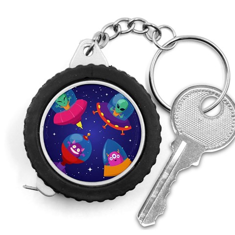 Cartoon Funny Aliens With Ufo Duck Starry Sky Set Measuring Tape from ArtsNow.com Front