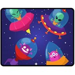 Cartoon Funny Aliens With Ufo Duck Starry Sky Set Fleece Blanket (Medium)