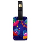 Cartoon Funny Aliens With Ufo Duck Starry Sky Set Luggage Tag (one side)