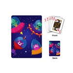 Cartoon Funny Aliens With Ufo Duck Starry Sky Set Playing Cards Single Design (Mini)