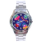 Cartoon Funny Aliens With Ufo Duck Starry Sky Set Stainless Steel Analogue Watch