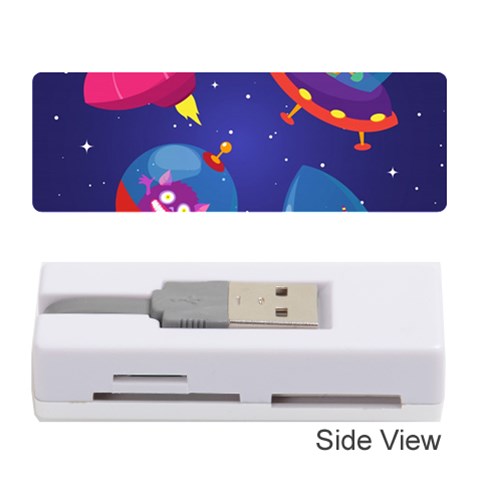 Cartoon Funny Aliens With Ufo Duck Starry Sky Set Memory Card Reader (Stick) from ArtsNow.com Front