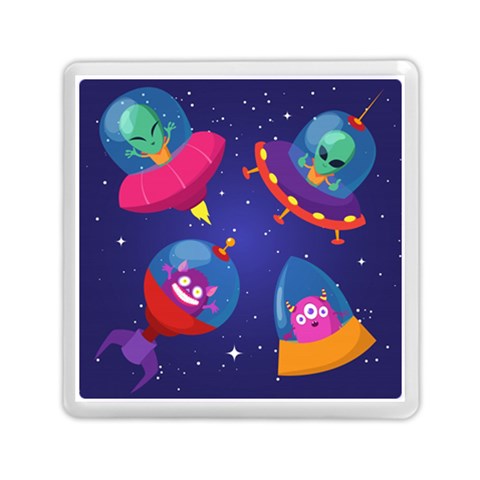 Cartoon Funny Aliens With Ufo Duck Starry Sky Set Memory Card Reader (Square) from ArtsNow.com Front