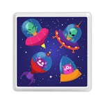 Cartoon Funny Aliens With Ufo Duck Starry Sky Set Memory Card Reader (Square)