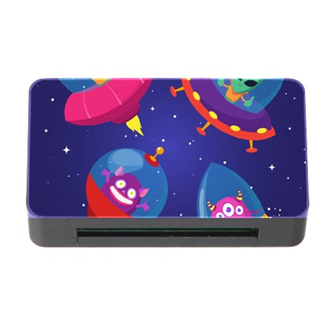 Cartoon Funny Aliens With Ufo Duck Starry Sky Set Memory Card Reader with CF from ArtsNow.com Front