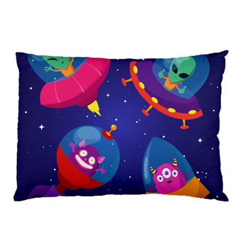 Cartoon Funny Aliens With Ufo Duck Starry Sky Set Pillow Case (Two Sides) from ArtsNow.com Front