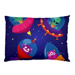 Cartoon Funny Aliens With Ufo Duck Starry Sky Set Pillow Case (Two Sides) from ArtsNow.com Front