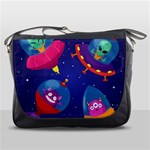 Cartoon Funny Aliens With Ufo Duck Starry Sky Set Messenger Bag