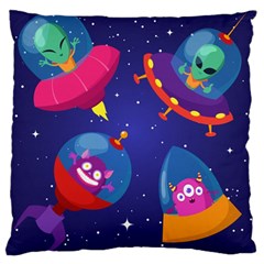 Cartoon Funny Aliens With Ufo Duck Starry Sky Set Large Cushion Case (Two Sides) from ArtsNow.com Back