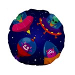 Cartoon Funny Aliens With Ufo Duck Starry Sky Set Standard 15  Premium Round Cushions