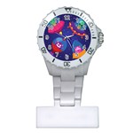 Cartoon Funny Aliens With Ufo Duck Starry Sky Set Plastic Nurses Watch