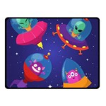 Cartoon Funny Aliens With Ufo Duck Starry Sky Set Two Sides Fleece Blanket (Small)