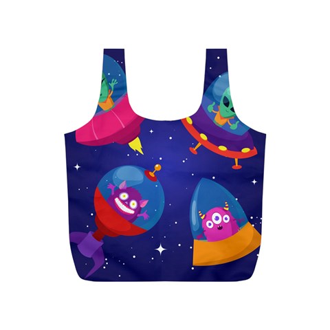 Cartoon Funny Aliens With Ufo Duck Starry Sky Set Full Print Recycle Bag (S) from ArtsNow.com Front