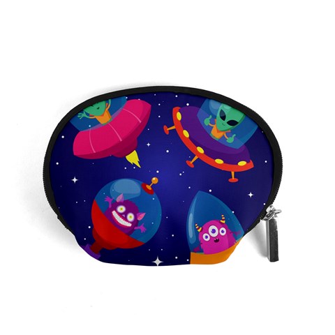 Cartoon Funny Aliens With Ufo Duck Starry Sky Set Accessory Pouch (Small) from ArtsNow.com Front