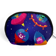 Cartoon Funny Aliens With Ufo Duck Starry Sky Set Accessory Pouch (Medium) from ArtsNow.com Front