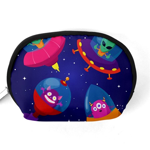 Cartoon Funny Aliens With Ufo Duck Starry Sky Set Accessory Pouch (Medium) from ArtsNow.com Back