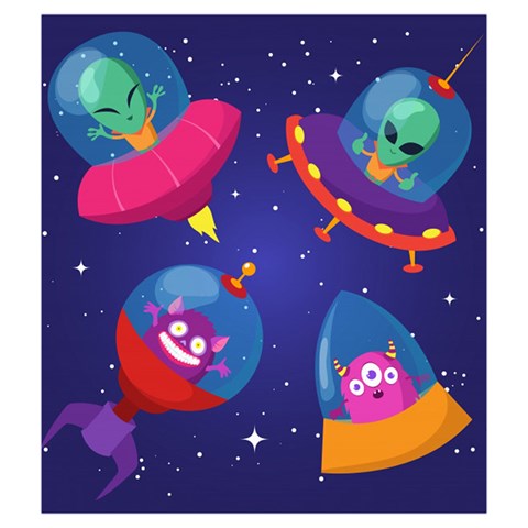 Cartoon Funny Aliens With Ufo Duck Starry Sky Set Drawstring Pouch (Medium) from ArtsNow.com Front