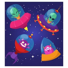 Cartoon Funny Aliens With Ufo Duck Starry Sky Set Drawstring Pouch (Large) from ArtsNow.com Back