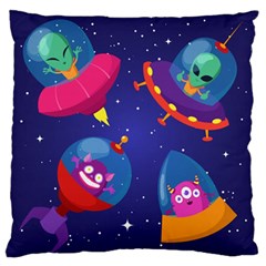 Cartoon Funny Aliens With Ufo Duck Starry Sky Set Standard Premium Plush Fleece Cushion Case (Two Sides) from ArtsNow.com Back
