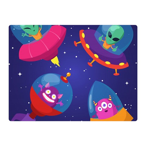 Cartoon Funny Aliens With Ufo Duck Starry Sky Set Two Sides Premium Plush Fleece Blanket (Mini) from ArtsNow.com 35 x27  Blanket Front