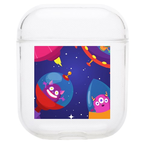 Cartoon Funny Aliens With Ufo Duck Starry Sky Set Soft TPU AirPods 1/2 Case from ArtsNow.com Front