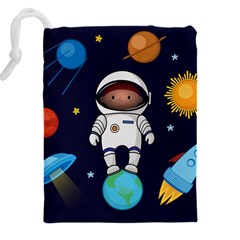 Boy Spaceman Space Rocket Ufo Planets Stars Drawstring Pouch (4XL) from ArtsNow.com Back