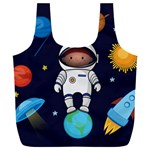 Boy Spaceman Space Rocket Ufo Planets Stars Full Print Recycle Bag (XXL)
