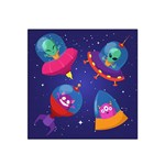 Cartoon Funny Aliens With Ufo Duck Starry Sky Set Satin Bandana Scarf 22  x 22 