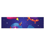 Cartoon Funny Aliens With Ufo Duck Starry Sky Set Oblong Satin Scarf (16  x 60 )