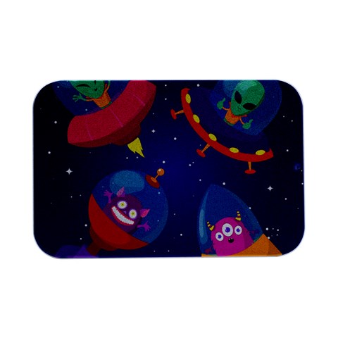 Cartoon Funny Aliens With Ufo Duck Starry Sky Set Open Lid Metal Box (Silver)   from ArtsNow.com Front