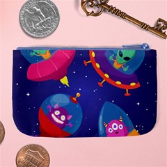 Cartoon Funny Aliens With Ufo Duck Starry Sky Set Large Coin Purse from ArtsNow.com Back