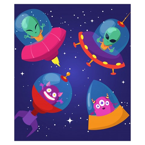 Cartoon Funny Aliens With Ufo Duck Starry Sky Set Drawstring Pouch (XS) from ArtsNow.com Front