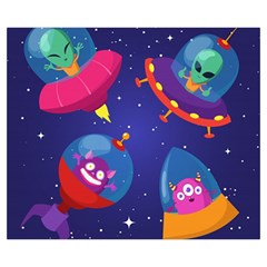 Cartoon Funny Aliens With Ufo Duck Starry Sky Set Medium Tote Bag from ArtsNow.com Front