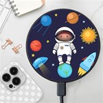 Boy Spaceman Space Rocket Ufo Planets Stars Wireless Fast Charger(Black)
