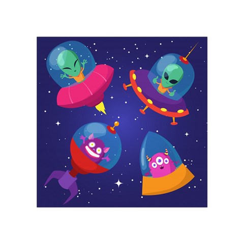 Cartoon Funny Aliens With Ufo Duck Starry Sky Set Square Tapestry (Small) from ArtsNow.com Front