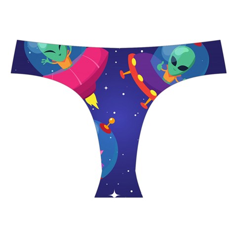 Cartoon Funny Aliens With Ufo Duck Starry Sky Set Cross Back Hipster Bikini Set from ArtsNow.com Front Under