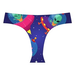Cartoon Funny Aliens With Ufo Duck Starry Sky Set Cross Back Hipster Bikini Set from ArtsNow.com Front Under