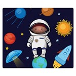 Boy Spaceman Space Rocket Ufo Planets Stars Premium Plush Fleece Blanket (Small)