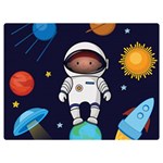 Boy Spaceman Space Rocket Ufo Planets Stars Premium Plush Fleece Blanket (Extra Small)
