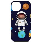 Boy Spaceman Space Rocket Ufo Planets Stars iPhone 14 Black UV Print Case