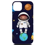 Boy Spaceman Space Rocket Ufo Planets Stars iPhone 14 Plus Black UV Print Case